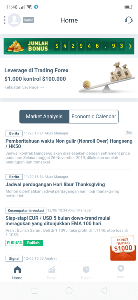 economic calendar di aplikasi Hanson Forex Investing