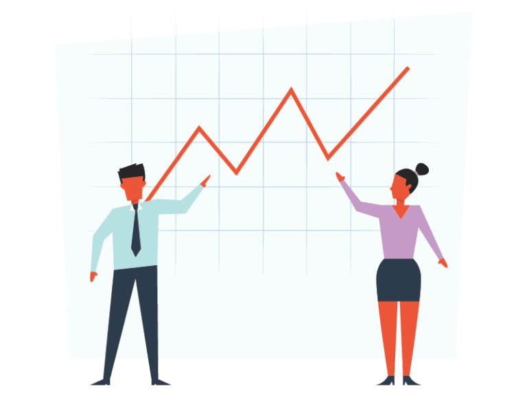 pria dan wanita menunjukkan chart