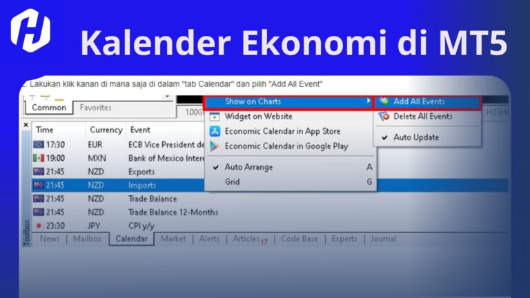 inilah tampilan cara menggunakan kalender ekonomi di metatrader 5