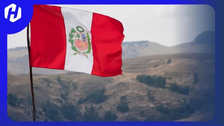 bendera peru yang berkibar di tambang perak