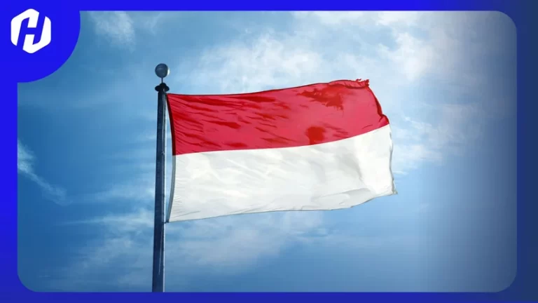 bendera indonesia yang berkibar di tambang