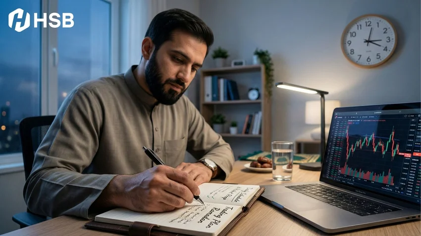 seseorang sedang mengatur jadwal trading