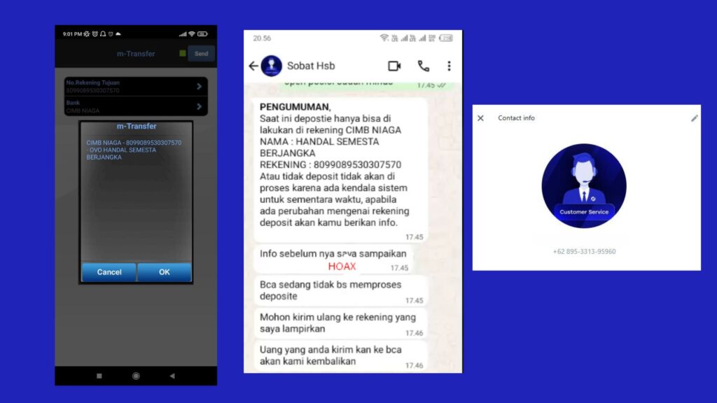 penipuan CS palsu HSB Investasi